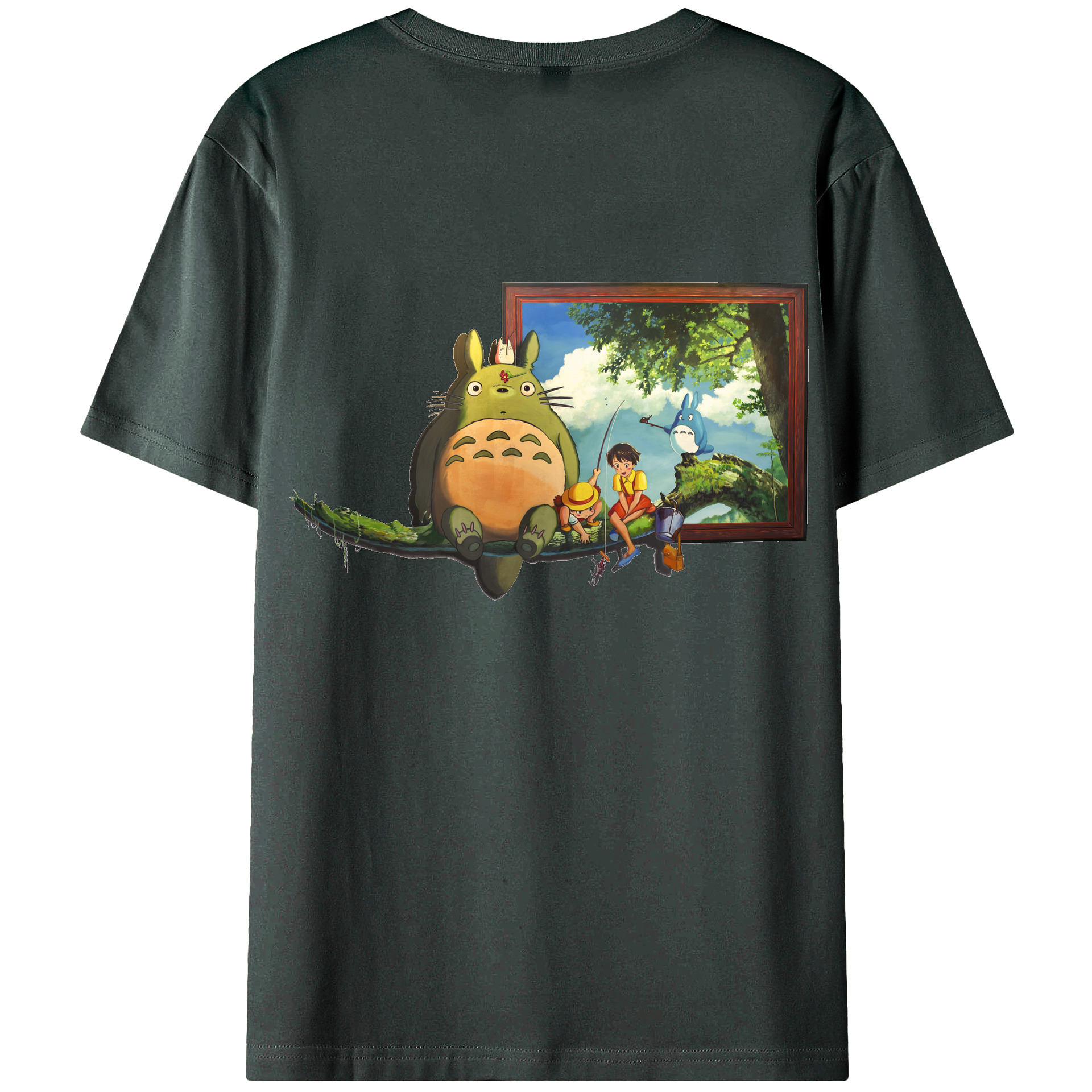 （画像用） となりのトトロ 草壁メイ 草壁サツキ My Neighbor Totoro Satsuki Kusakabe Mei Kusakabe 綿100％ メンズ半袖Tシャツ（バックプリント） 通気性